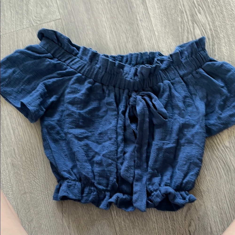 Active USA Navy Ruffle Top